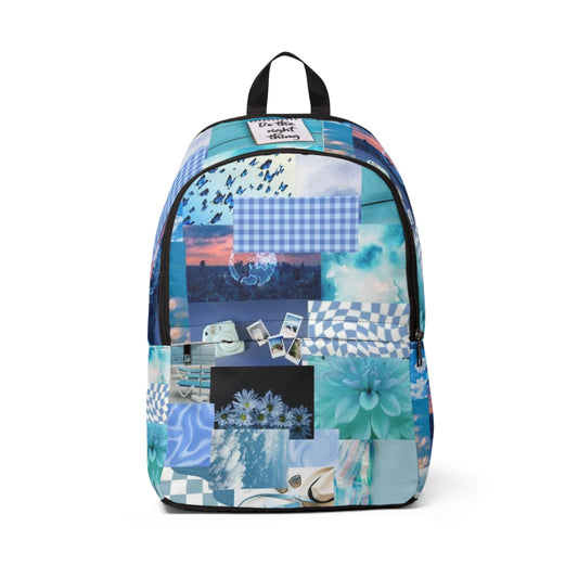 Blue Collage Fabric Backpack
