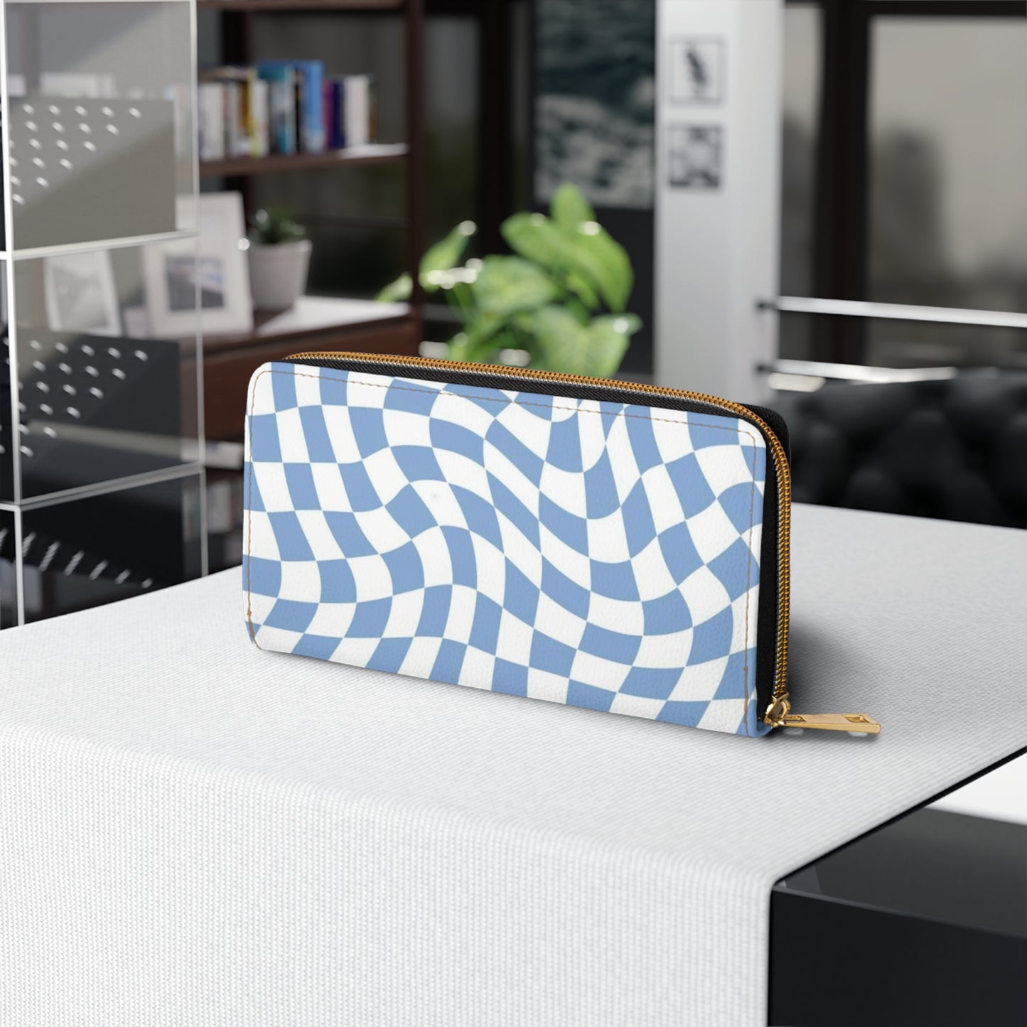 Blue Checkered Wallet