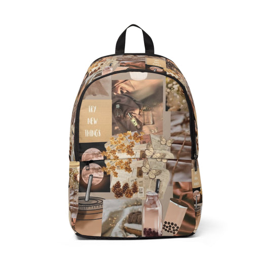 Brown Collage Fabric Backpack