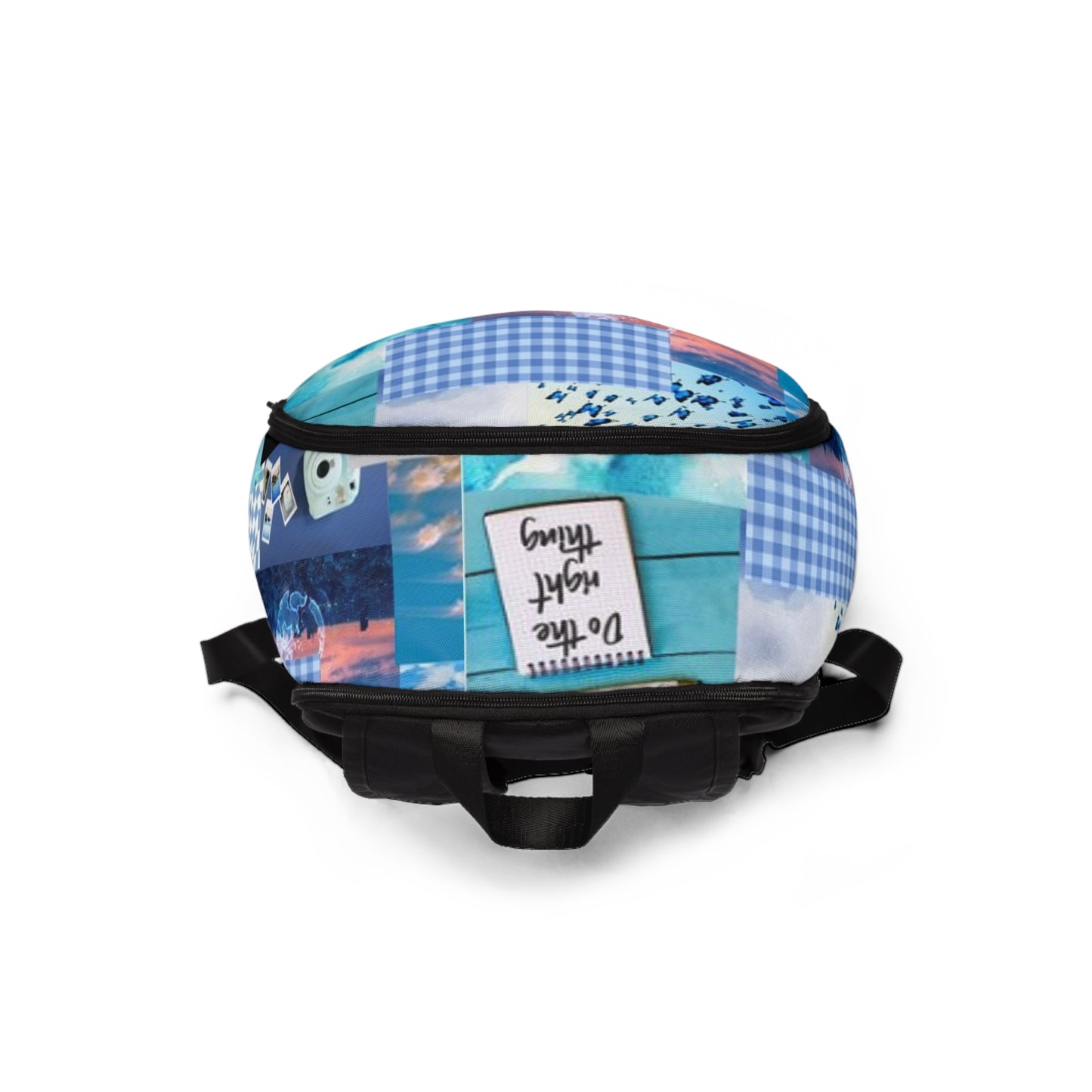 Blue Collage Fabric Backpack