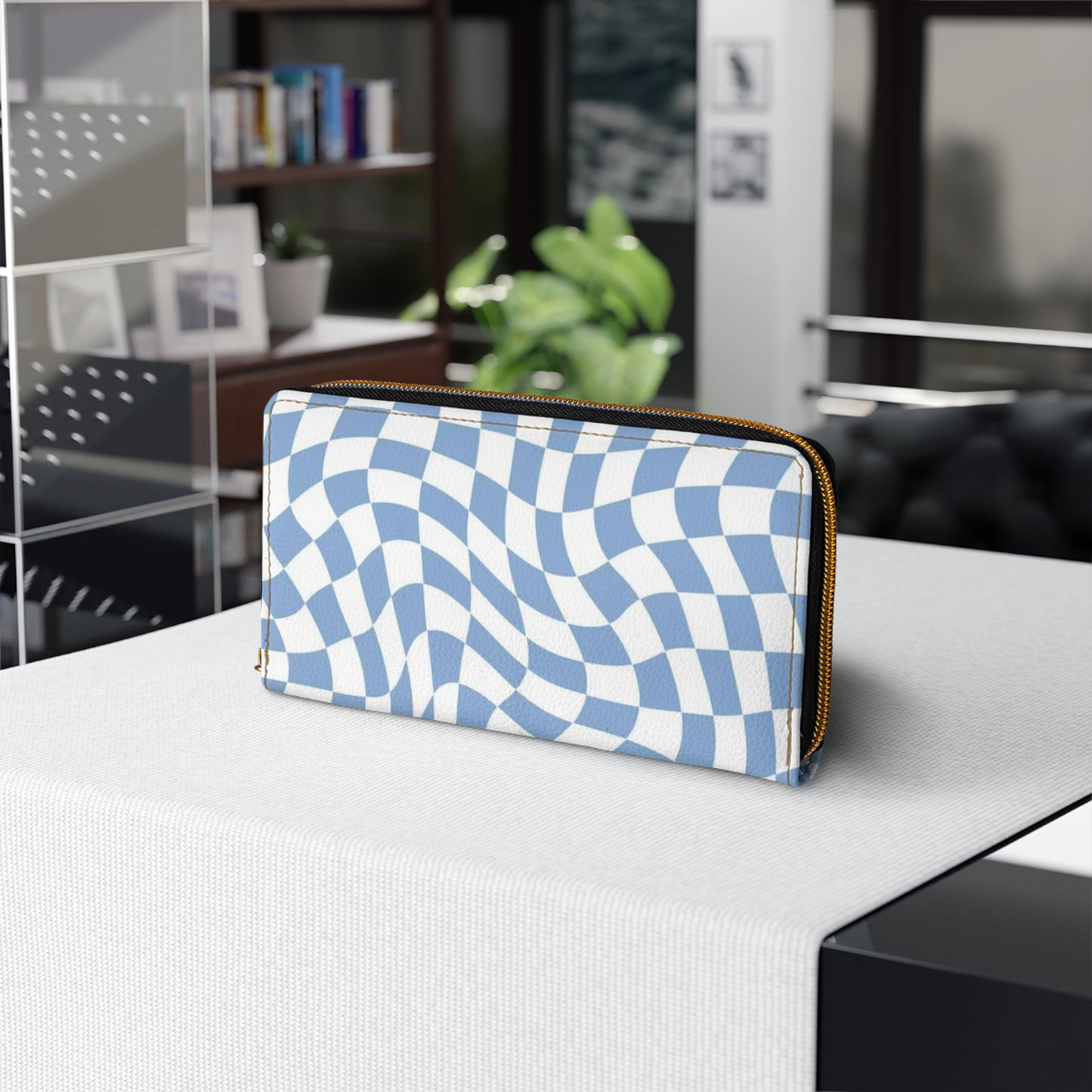 Blue Checkered Wallet